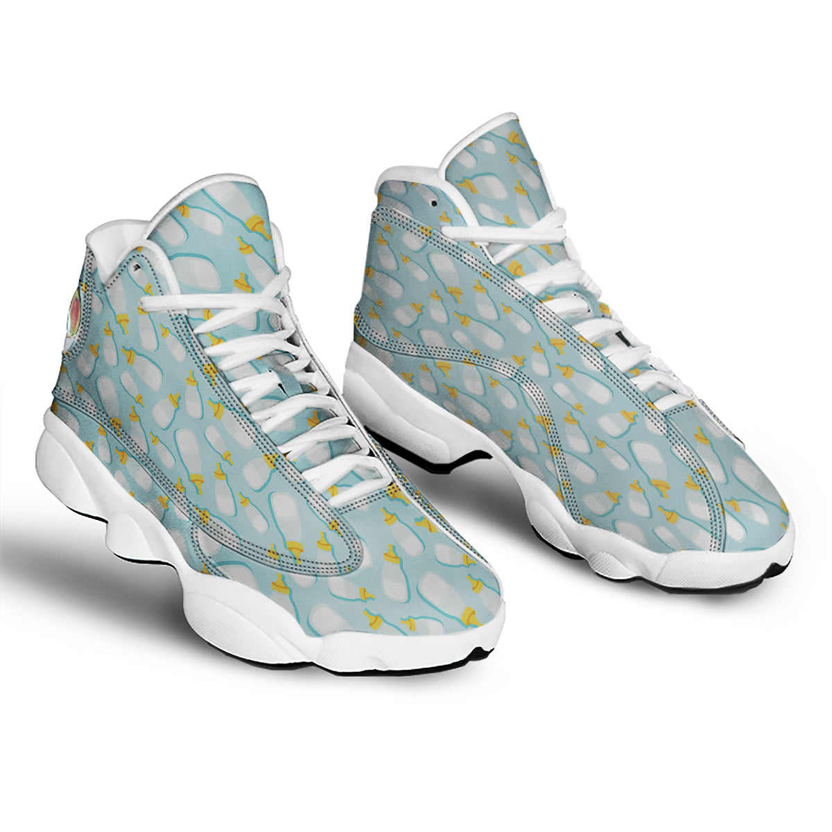 Baby Mike And Bottles Print Pattern White Basketball Shoes-grizzshop