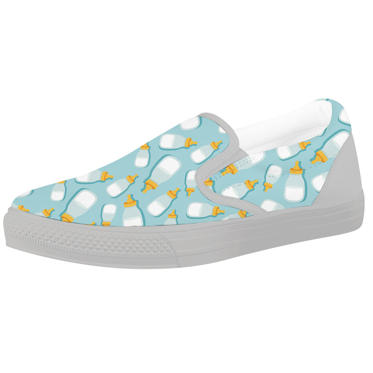 Baby Mike And Bottles Print Pattern White Slip On Shoes-grizzshop