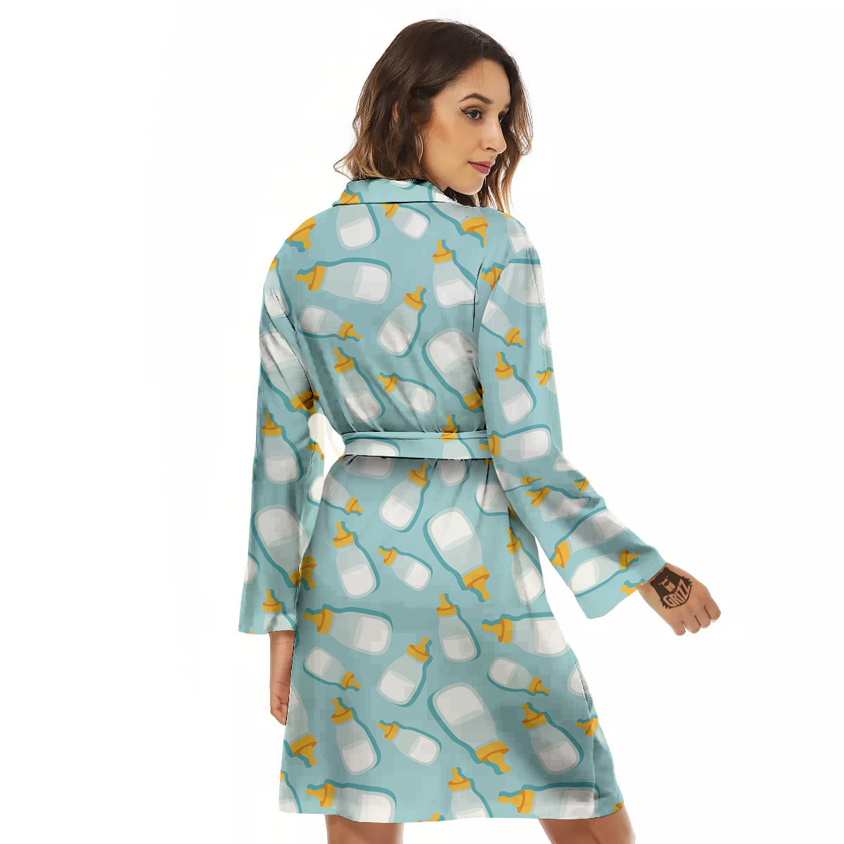 Baby Mike And Bottles Print Pattern Women's Robe-grizzshop