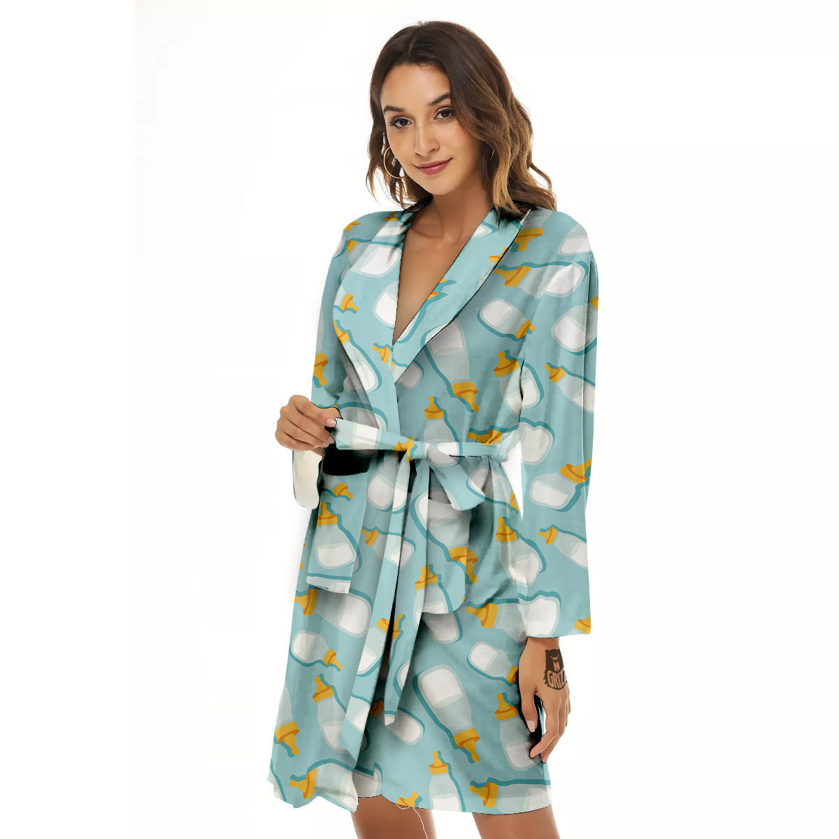 Baby Mike And Bottles Print Pattern Women's Robe-grizzshop