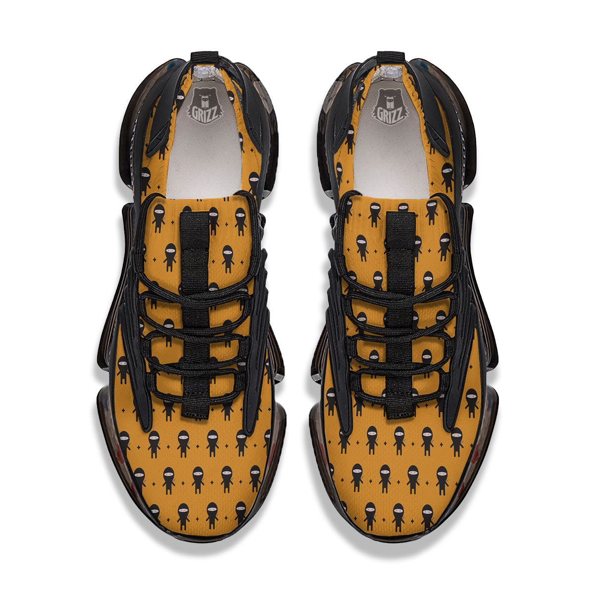 Baby Ninja Print Pattern Black Gym Shoes-grizzshop