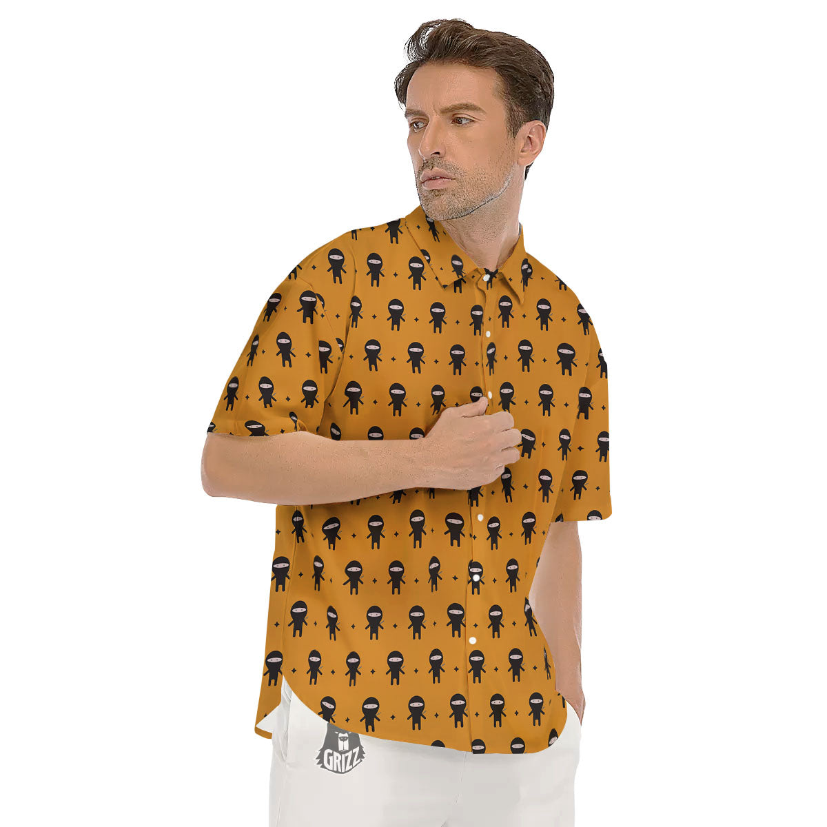 Baby Ninja Print Pattern Men's Short Sleeve Shirts-grizzshop