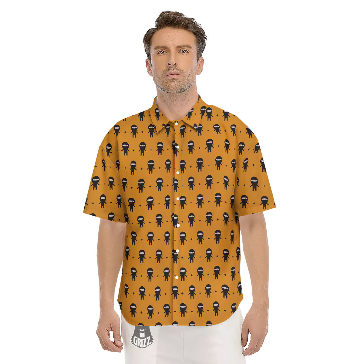 Baby Ninja Print Pattern Men's Short Sleeve Shirts-grizzshop