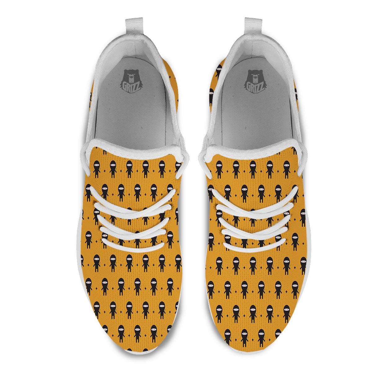 Baby Ninja Print Pattern White Athletic Shoes-grizzshop