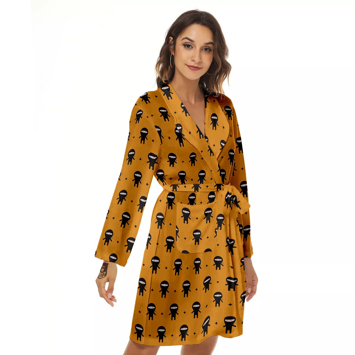 Baby Ninja Print Pattern Women's Robe-grizzshop