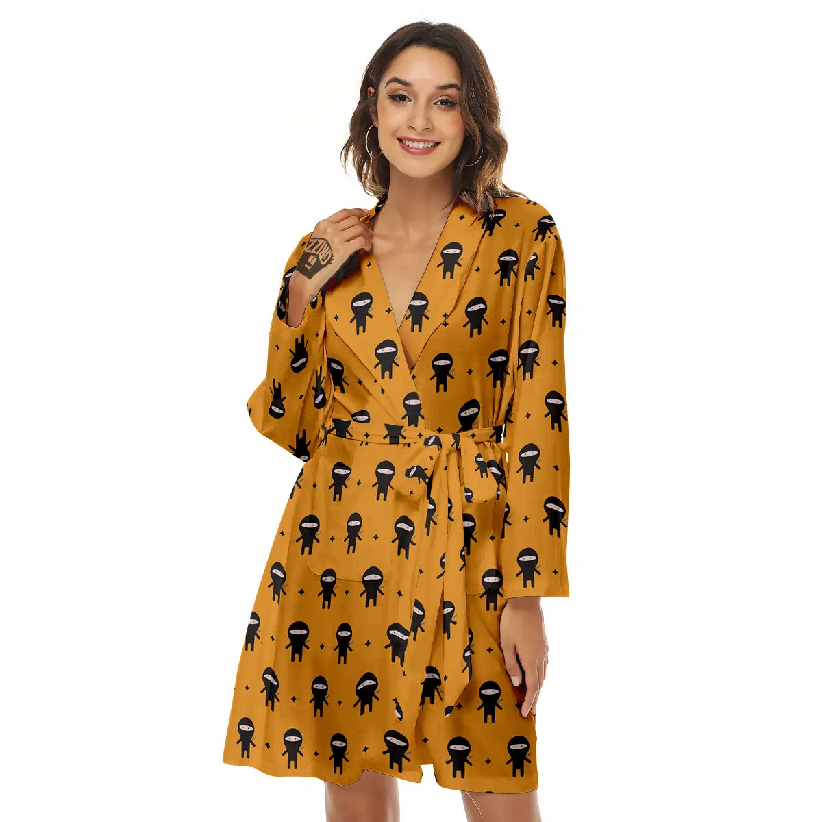 Baby Ninja Print Pattern Women's Robe-grizzshop