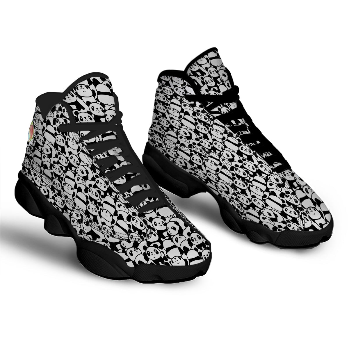 Baby Panda Cute Print Pattern Black Basketball Shoes-grizzshop