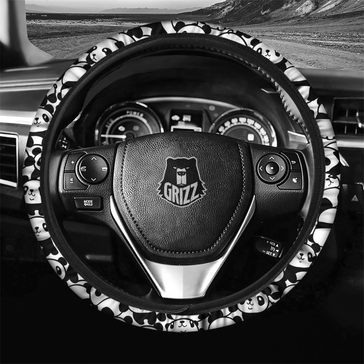 Baby Panda Cute Print Pattern Car Steering Wheel Cover-grizzshop