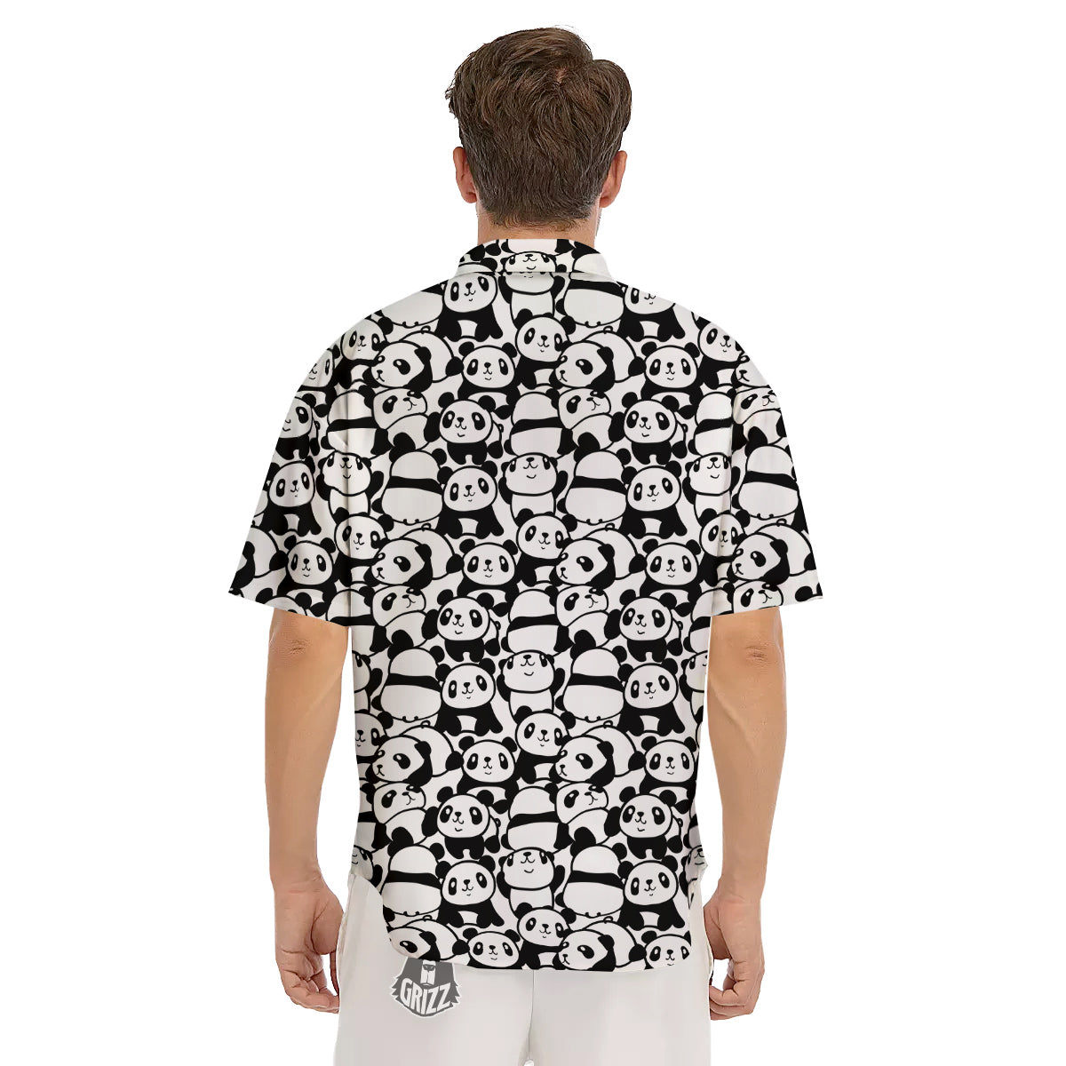 Baby Panda Cute Print Pattern Men's Short Sleeve Shirts-grizzshop