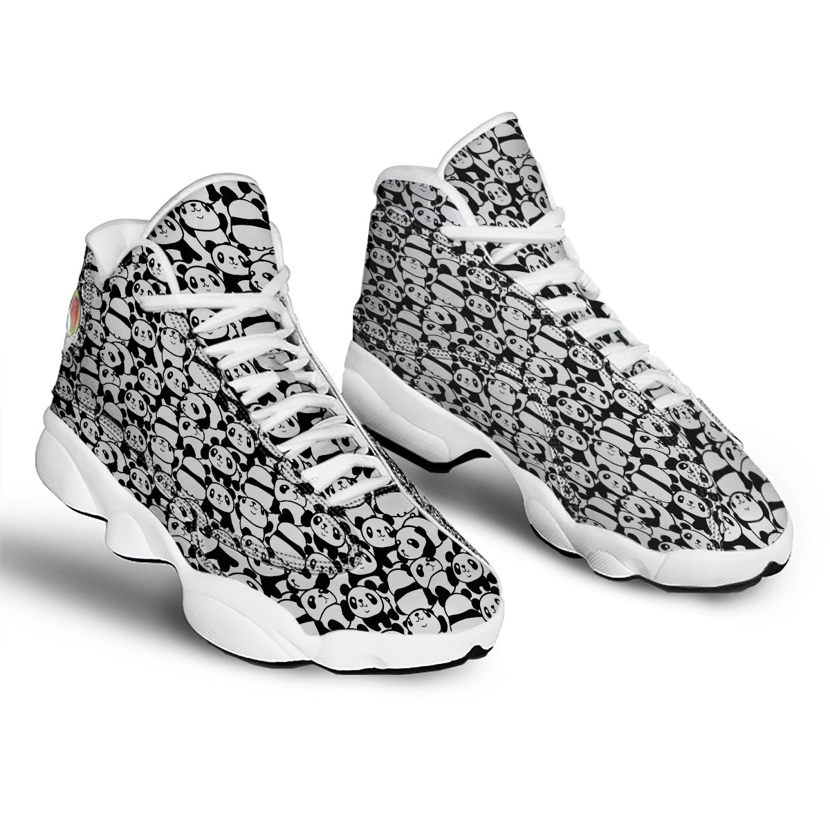 Baby Panda Cute Print Pattern White Basketball Shoes-grizzshop