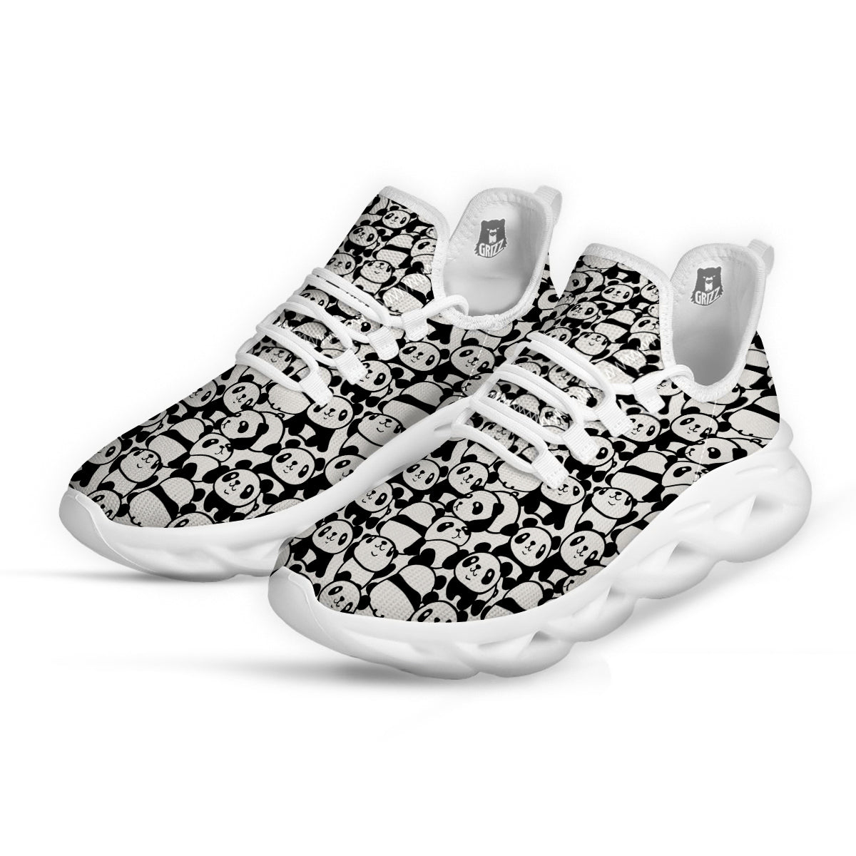 Baby Panda Cute Print Pattern White Running Shoes-grizzshop