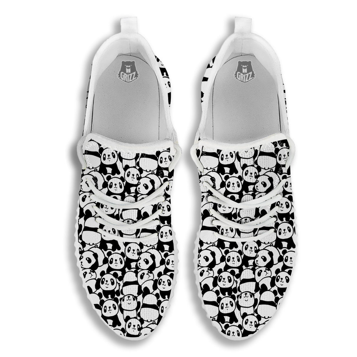 Baby Panda Cute Print Pattern White Walking Shoes-grizzshop