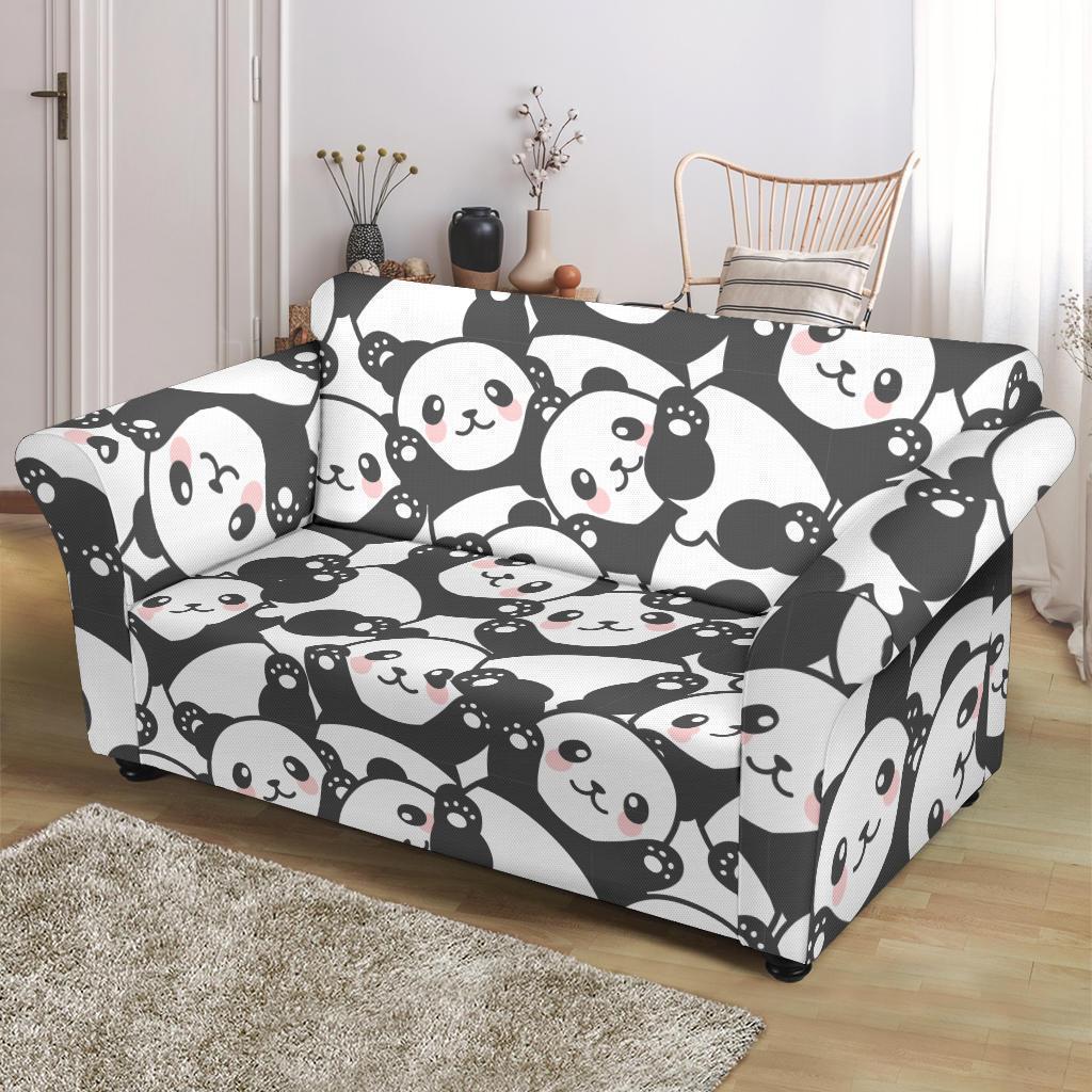 Baby Panda Pattern Print Loveseat Cover-grizzshop