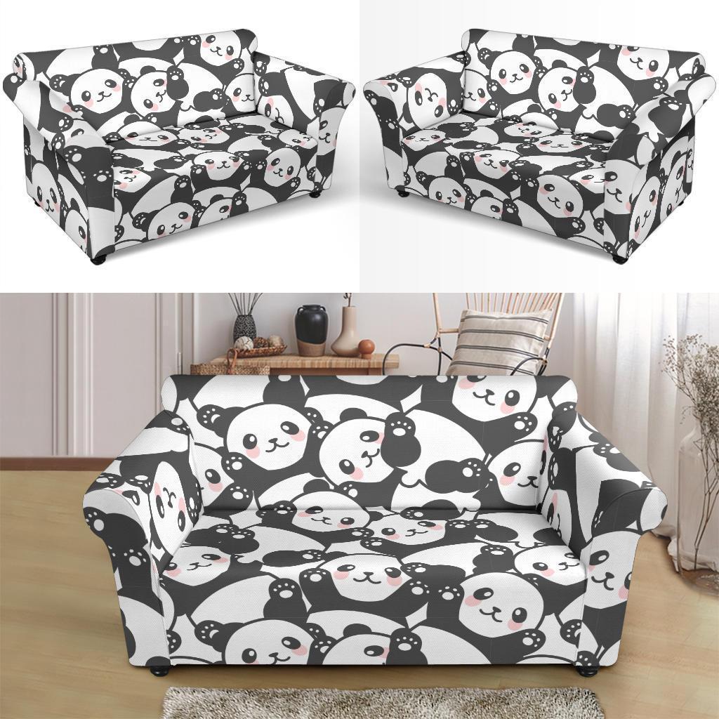 Baby Panda Pattern Print Loveseat Cover-grizzshop