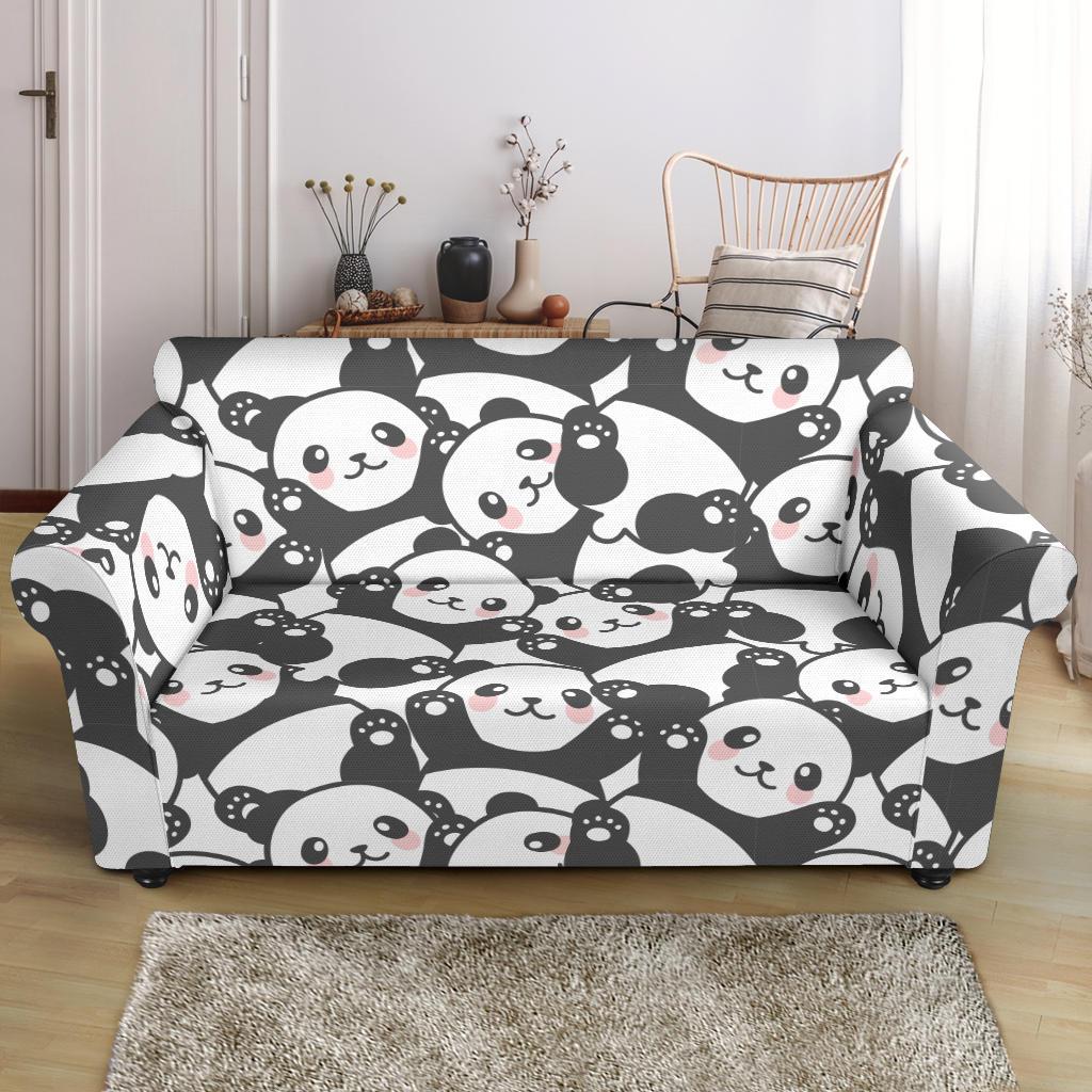 Baby Panda Pattern Print Loveseat Cover-grizzshop