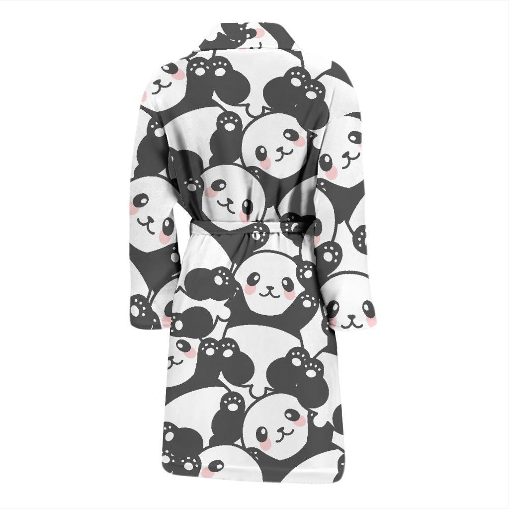 Baby Panda Pattern Print Men Long Robe-grizzshop