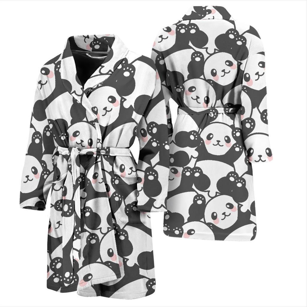 Baby Panda Pattern Print Men Long Robe-grizzshop