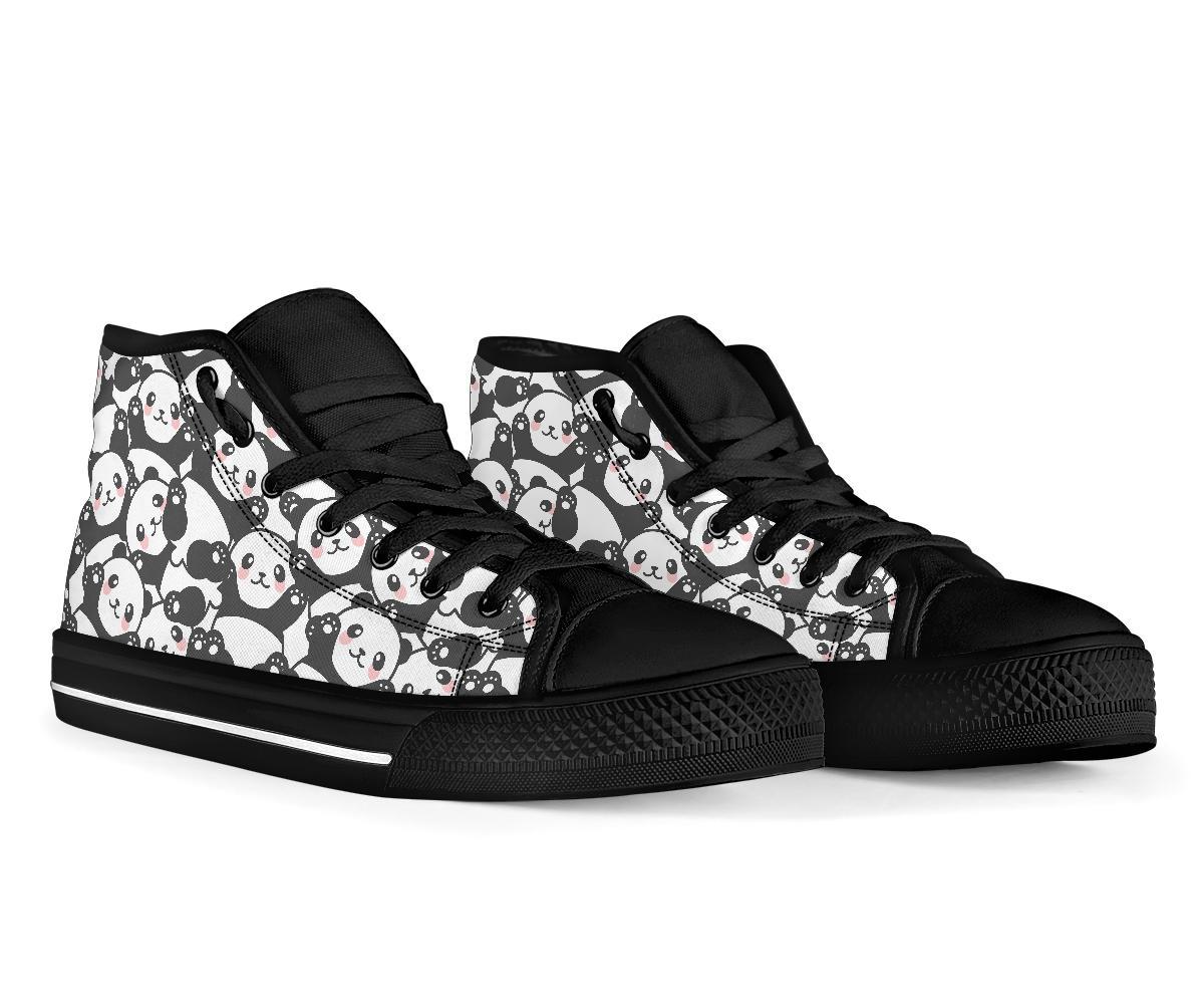 Baby Panda Pattern Print Men Women's High Top Shoes-grizzshop