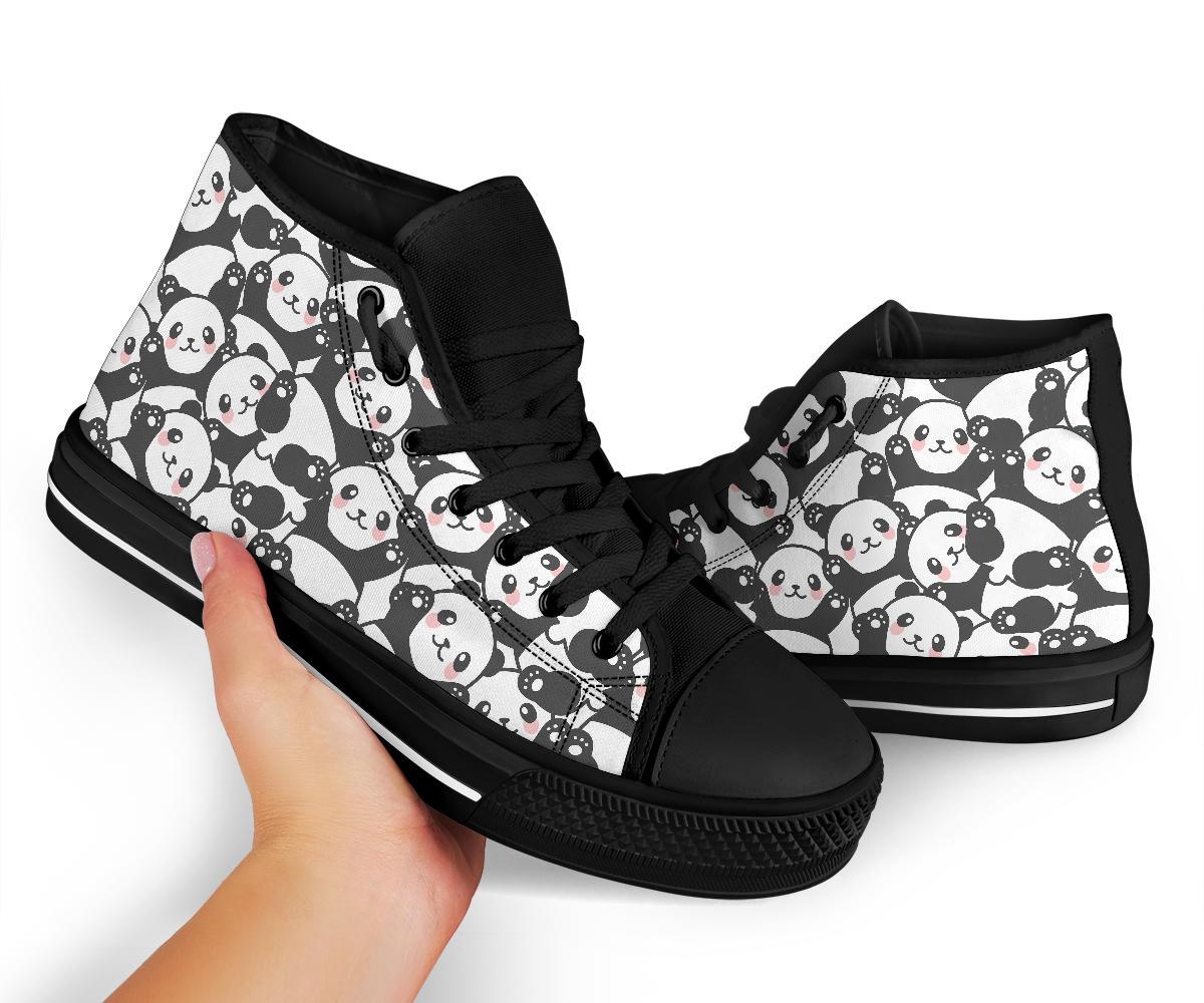 Baby Panda Pattern Print Men Women's High Top Shoes-grizzshop