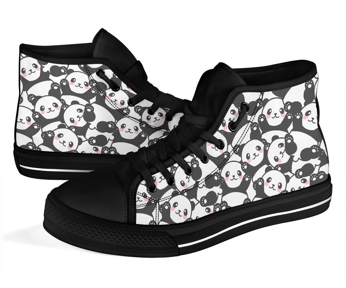 Baby Panda Pattern Print Men Women's High Top Shoes-grizzshop