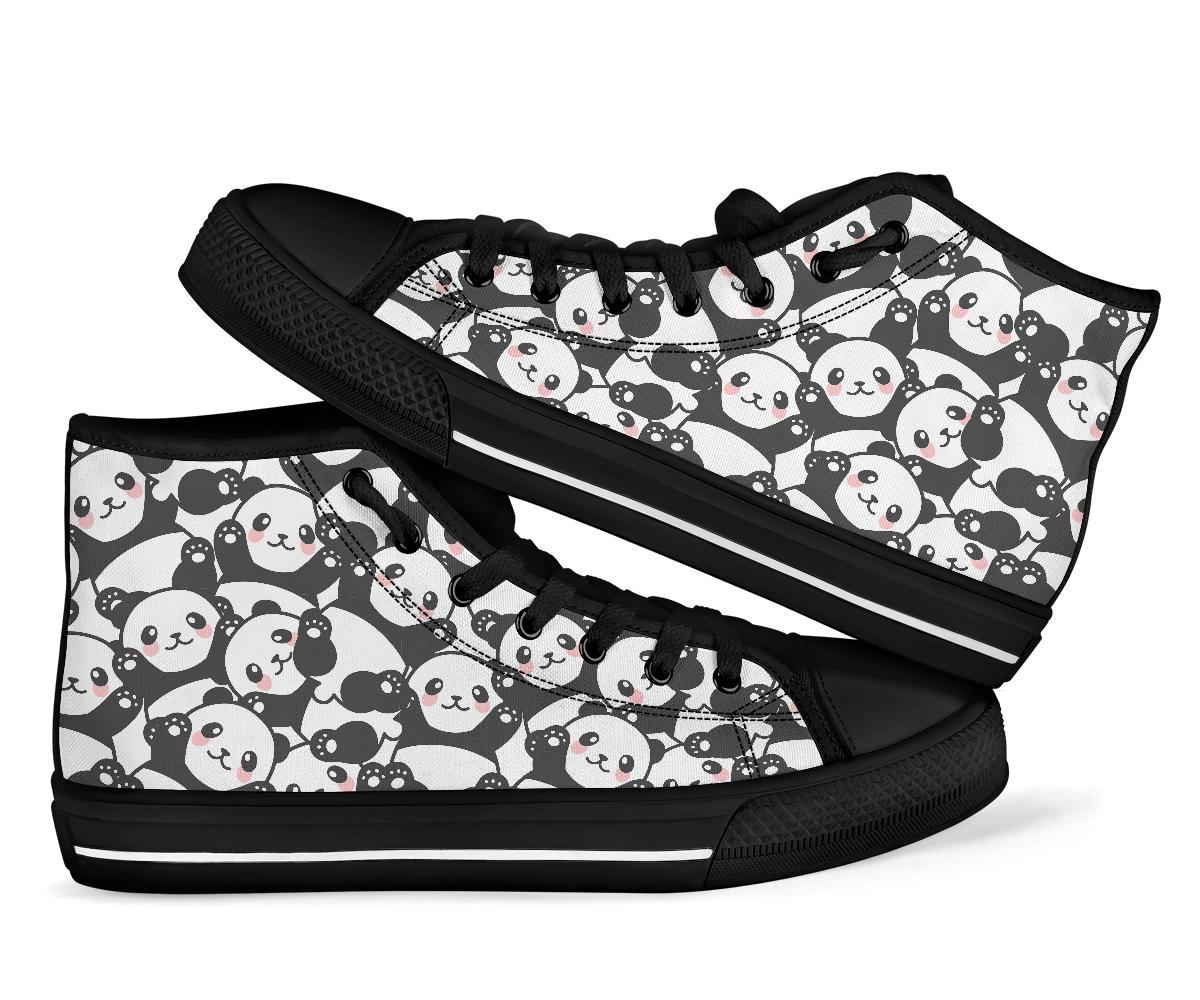 Baby Panda Pattern Print Men Women's High Top Shoes-grizzshop