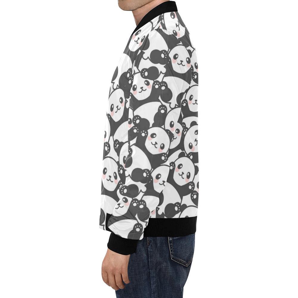 Baby Panda Pattern Print Men's Bomber Jacket-grizzshop