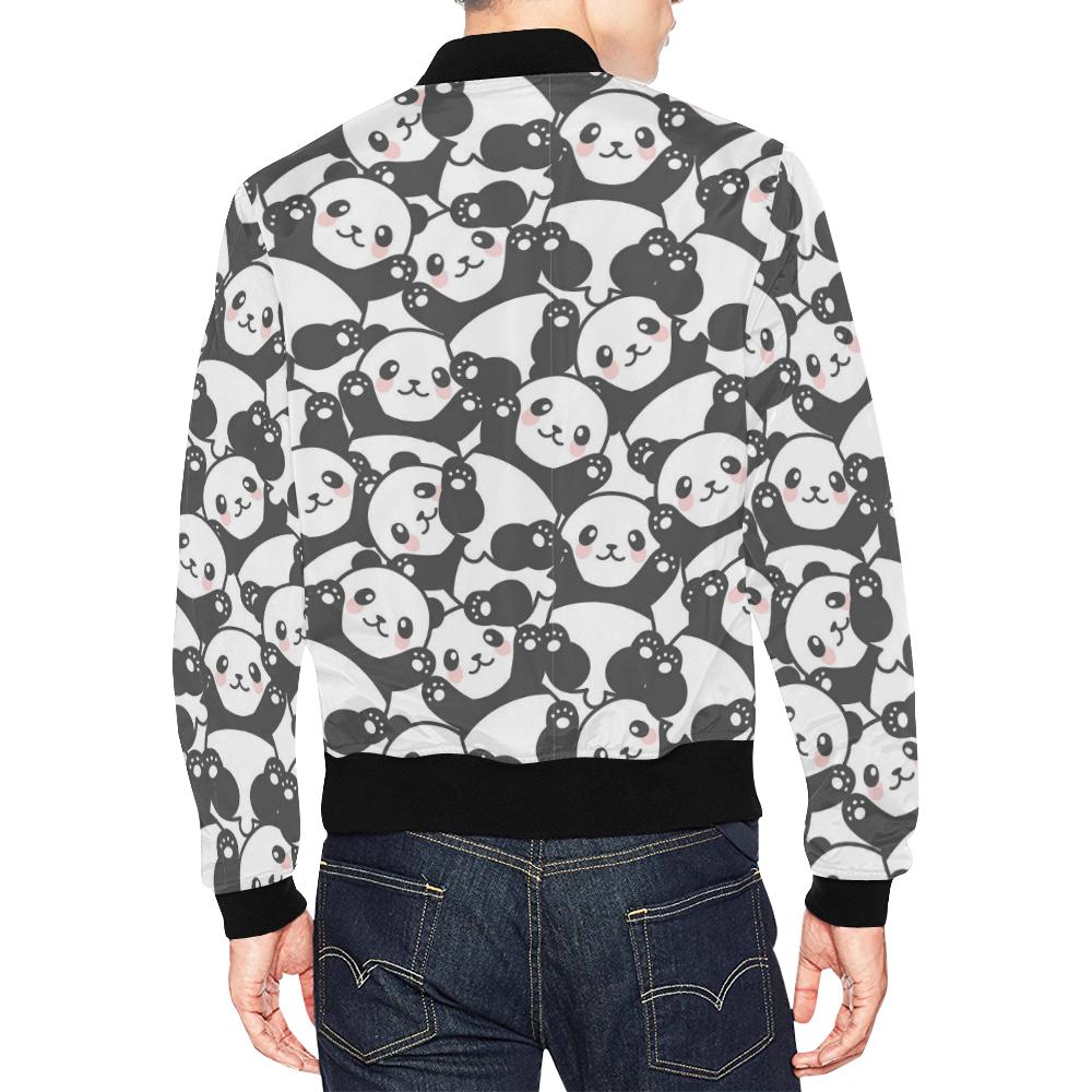 Baby Panda Pattern Print Men's Bomber Jacket-grizzshop