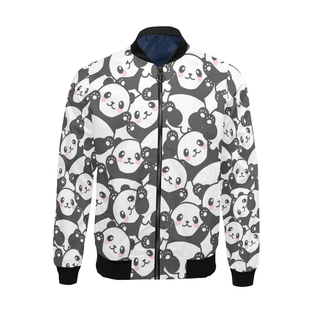 Baby Panda Pattern Print Men's Bomber Jacket-grizzshop