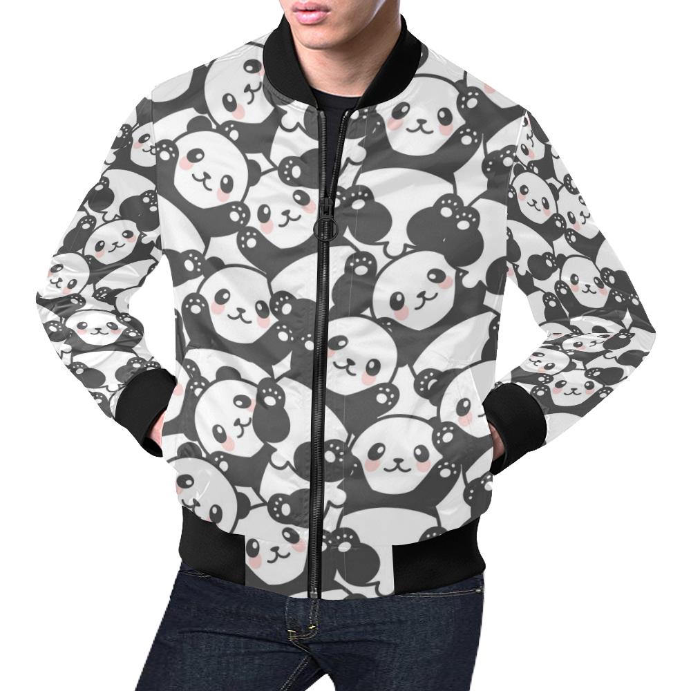 Baby Panda Pattern Print Men's Bomber Jacket-grizzshop