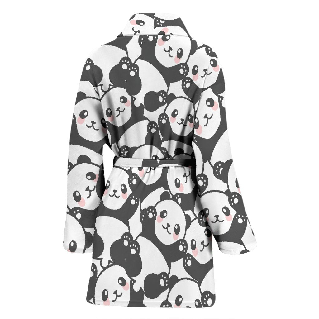 Baby Panda Pattern Print Women Long Robe-grizzshop