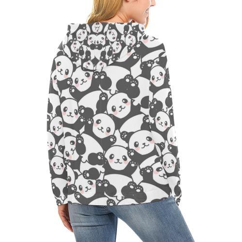Baby Panda Pattern Print Women Pullover Hoodie-grizzshop