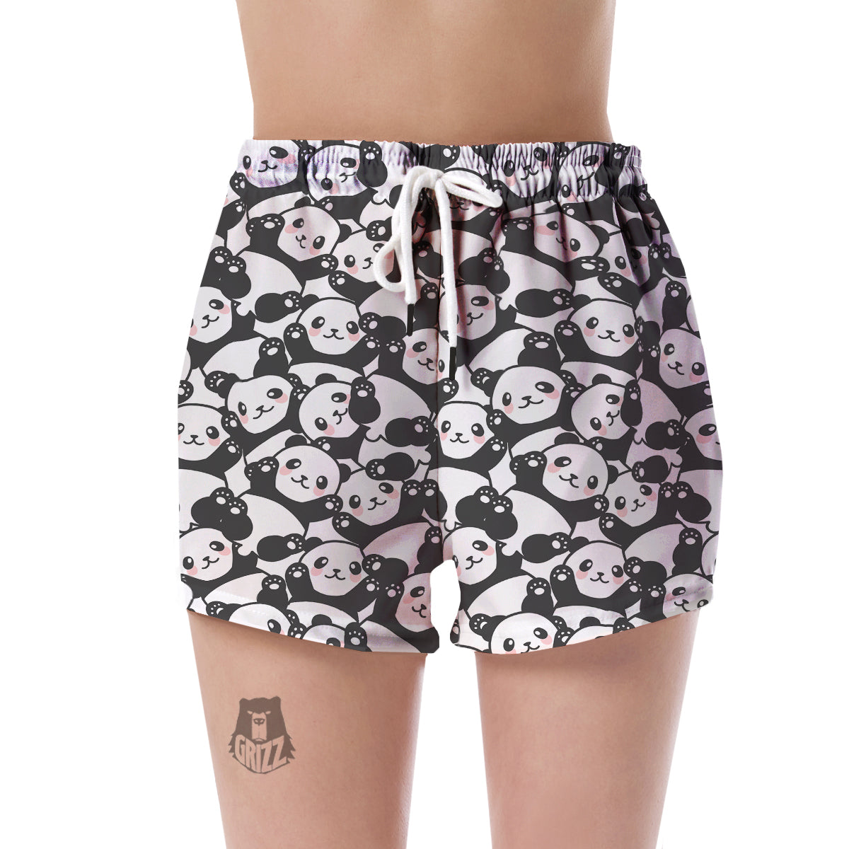 Baby Panda Pattern Print Women's Shorts-grizzshop