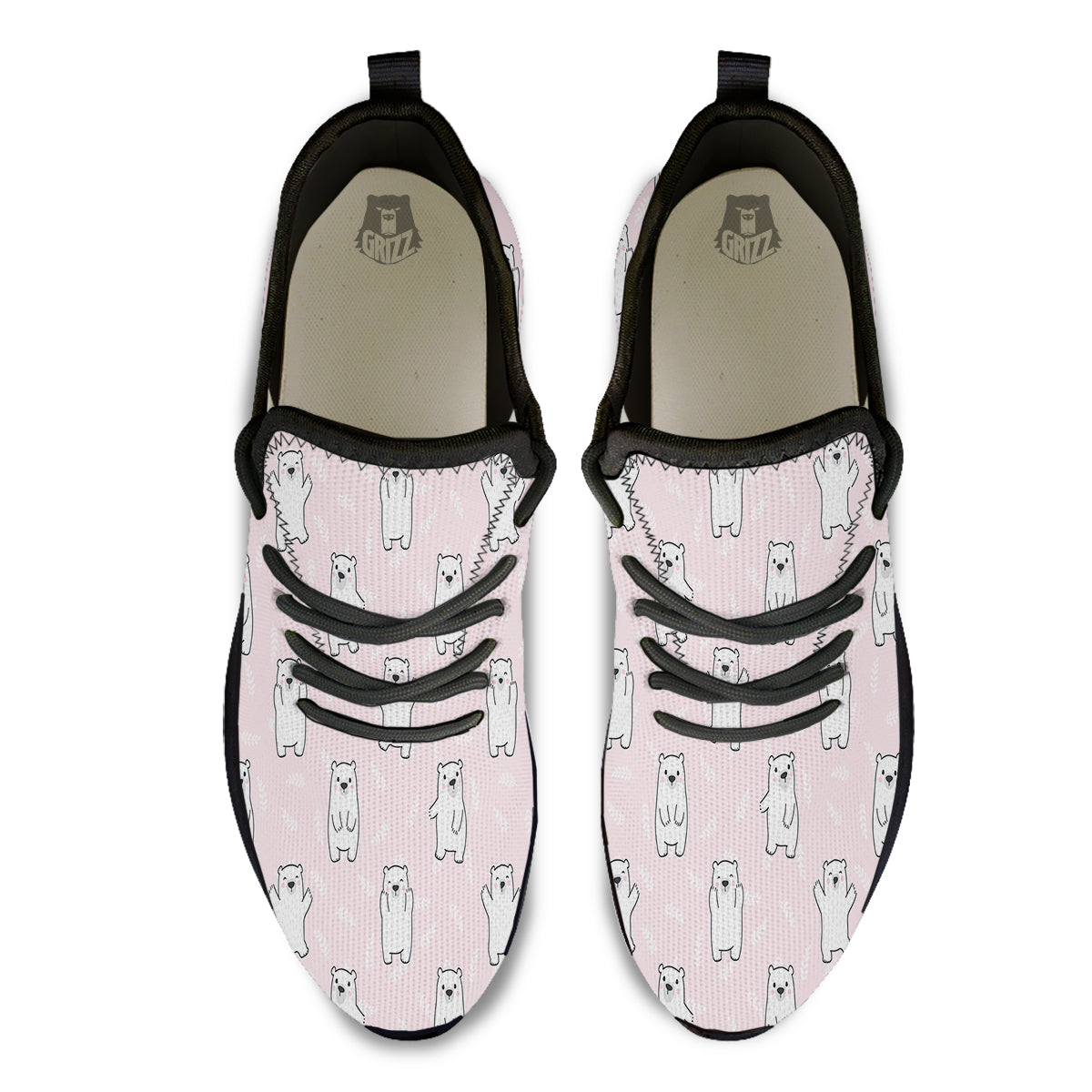 Baby Polar Bear White Print Pattern Black Athletic Shoes-grizzshop