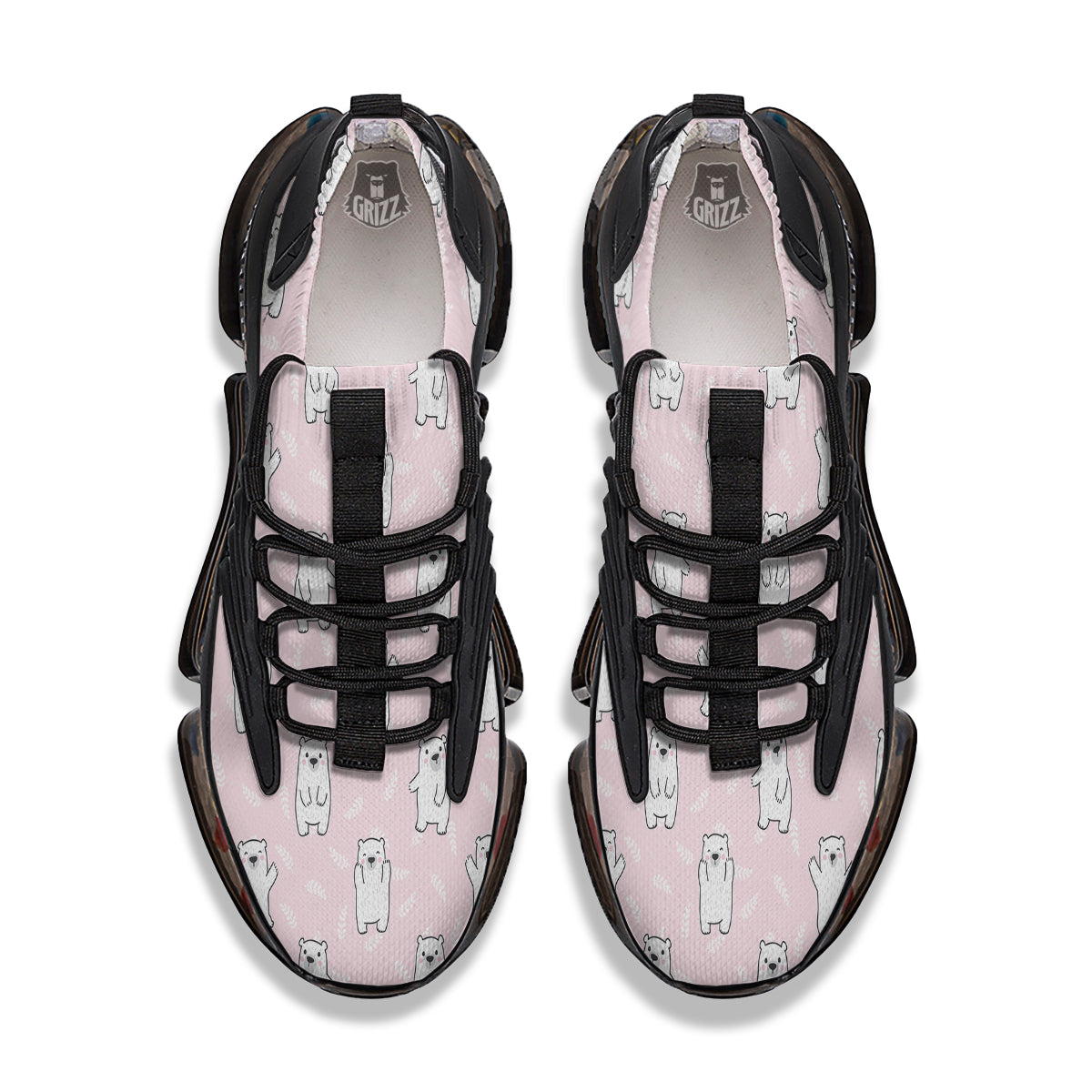 Baby Polar Bear White Print Pattern Black Gym Shoes-grizzshop