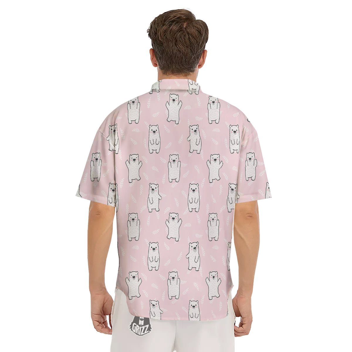 Baby Polar Bear White Print Pattern Men's Short Sleeve Shirts-grizzshop