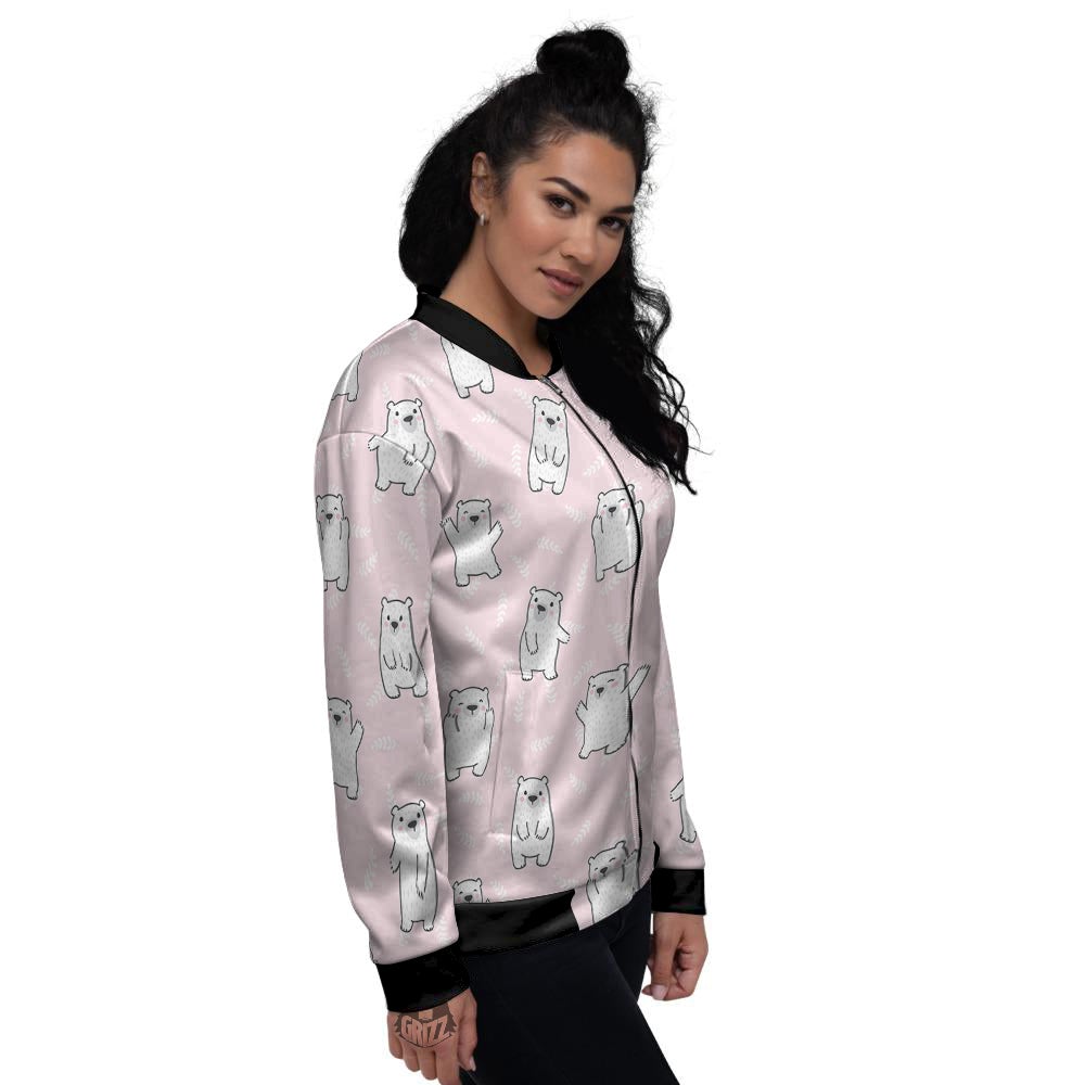 Baby Polar Bear White Print Pattern Women's Bomber Jacket-grizzshop