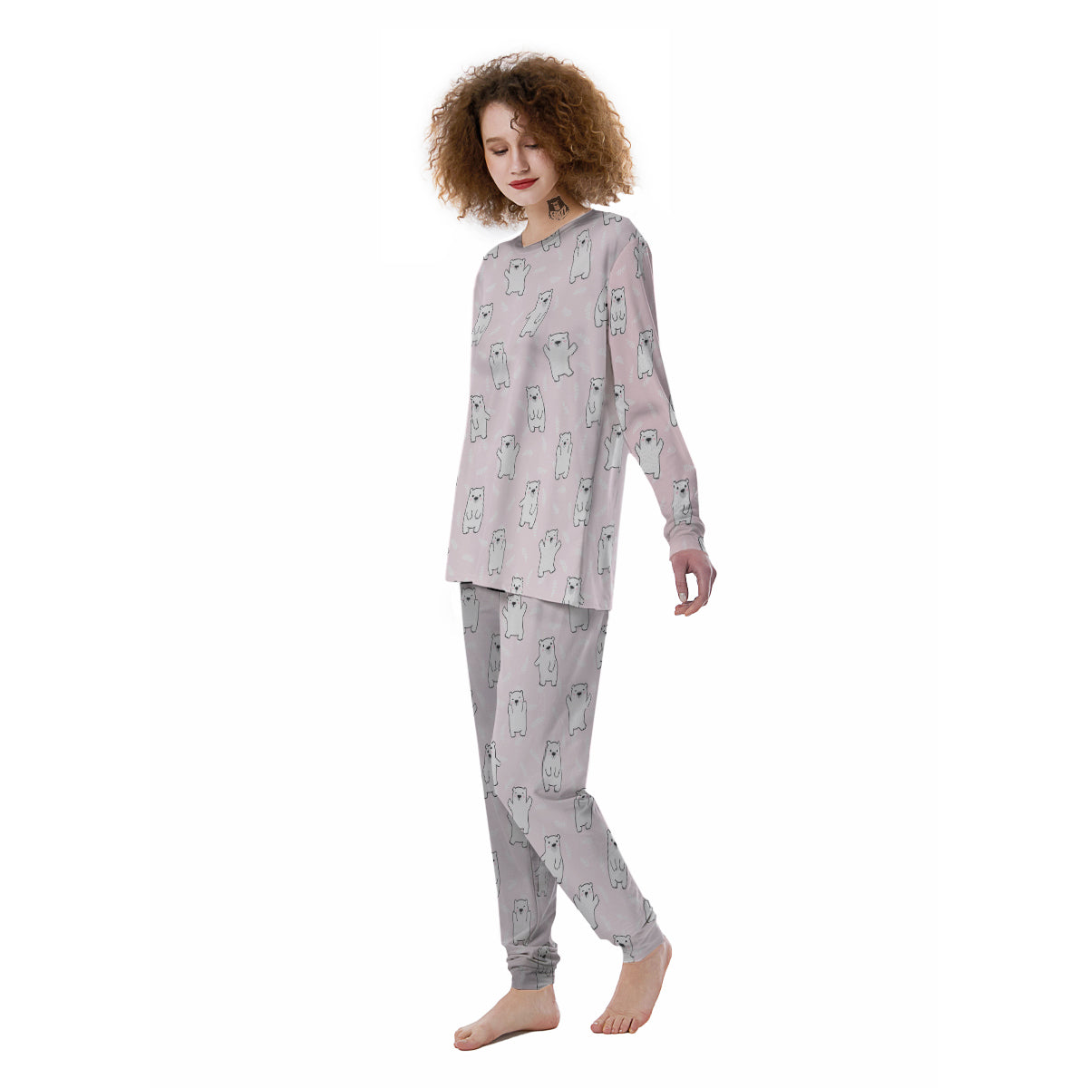 Baby Polar Bear White Print Pattern Women's Pajamas-grizzshop