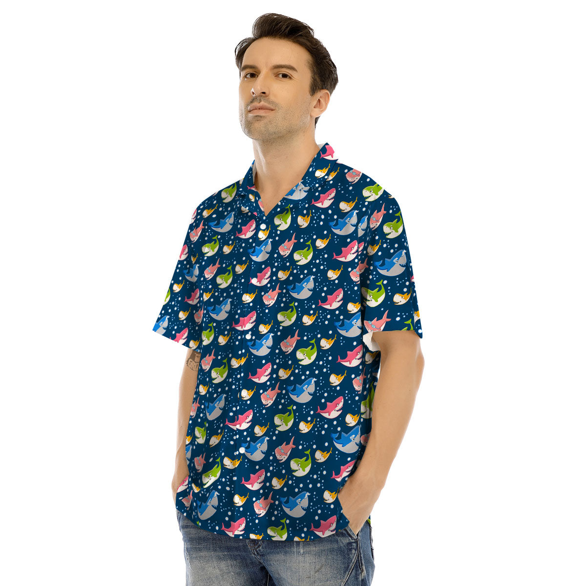 Baby Sharks Colorful Print Pattern Men's Hawaiian Shirt-grizzshop