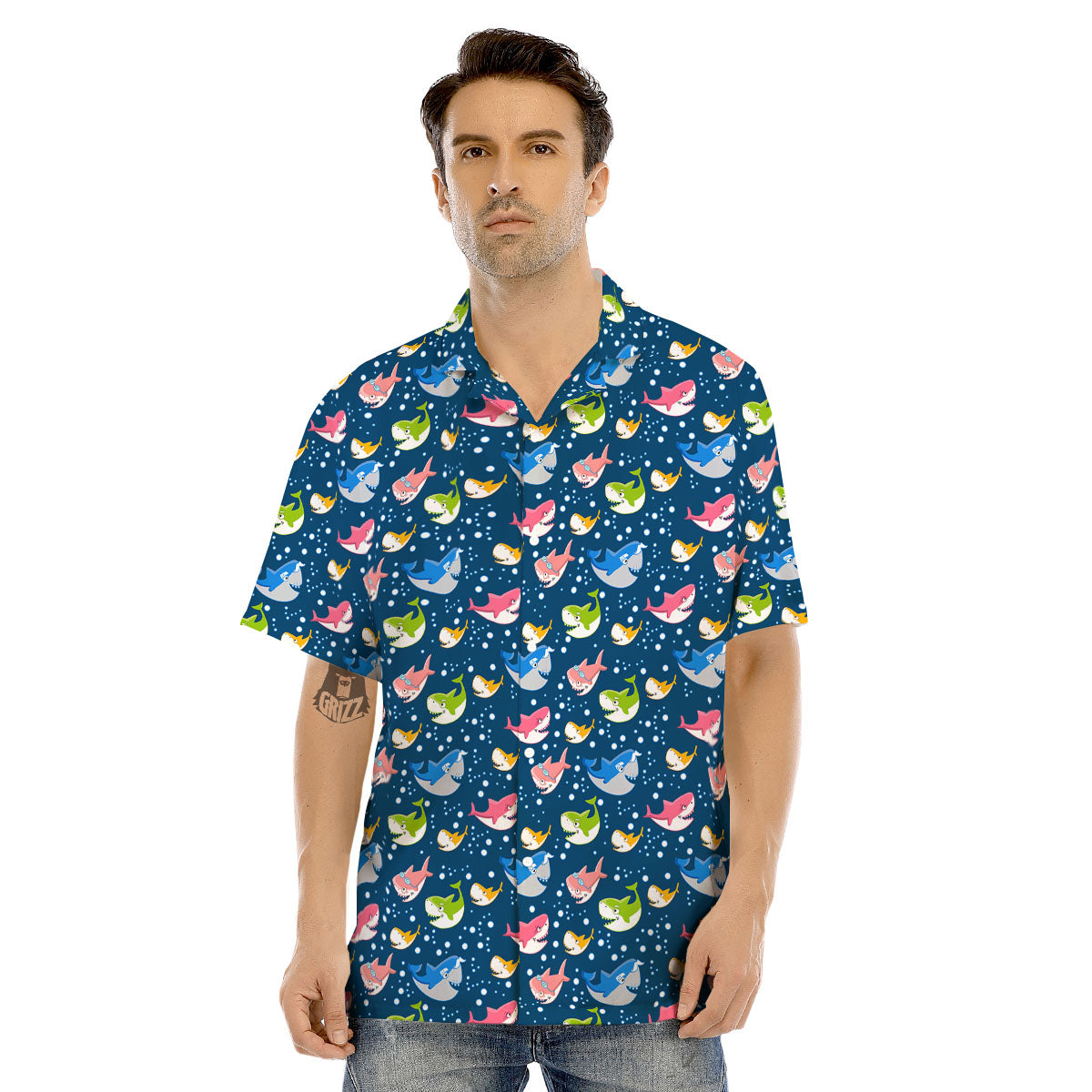 Baby Sharks Colorful Print Pattern Men's Hawaiian Shirt-grizzshop
