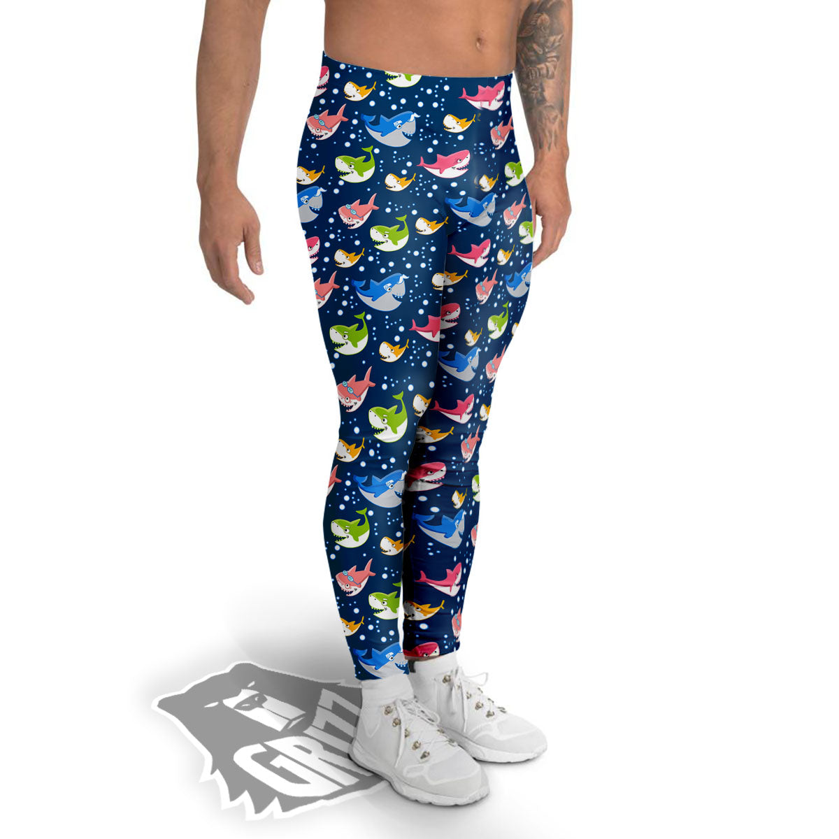 Baby Sharks Colorful Print Pattern Men's Leggings-grizzshop