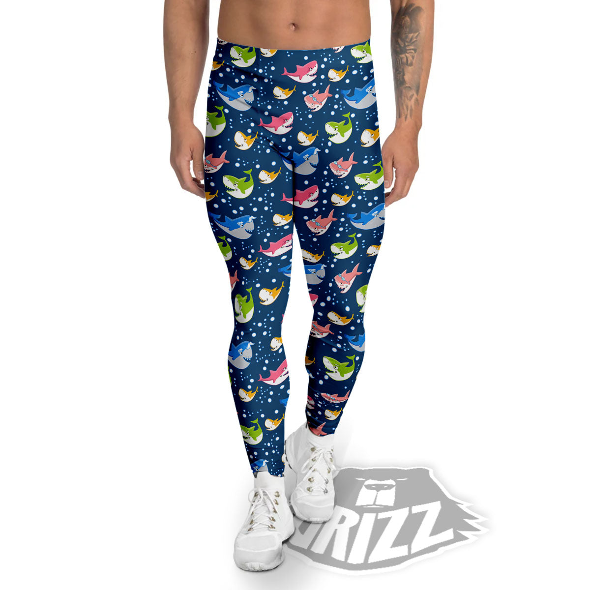 Baby Sharks Colorful Print Pattern Men's Leggings-grizzshop