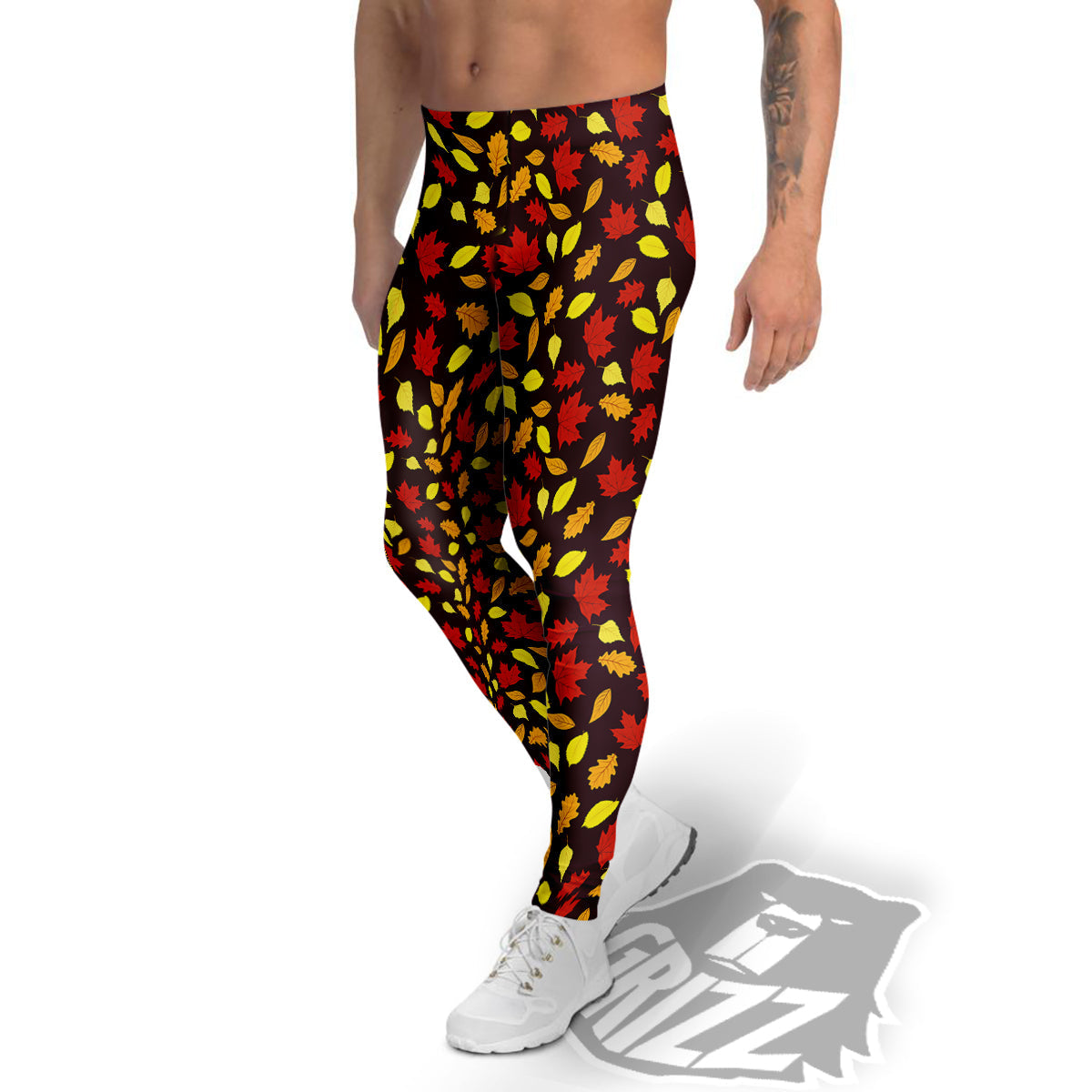 Back And Elm Maple Leave Print Pattern Men's Leggings-grizzshop