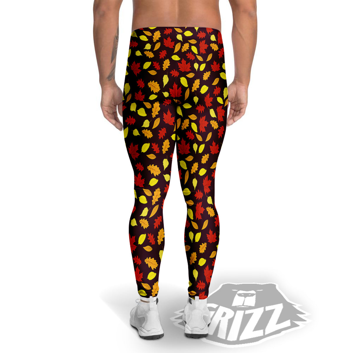 Back And Elm Maple Leave Print Pattern Men's Leggings-grizzshop