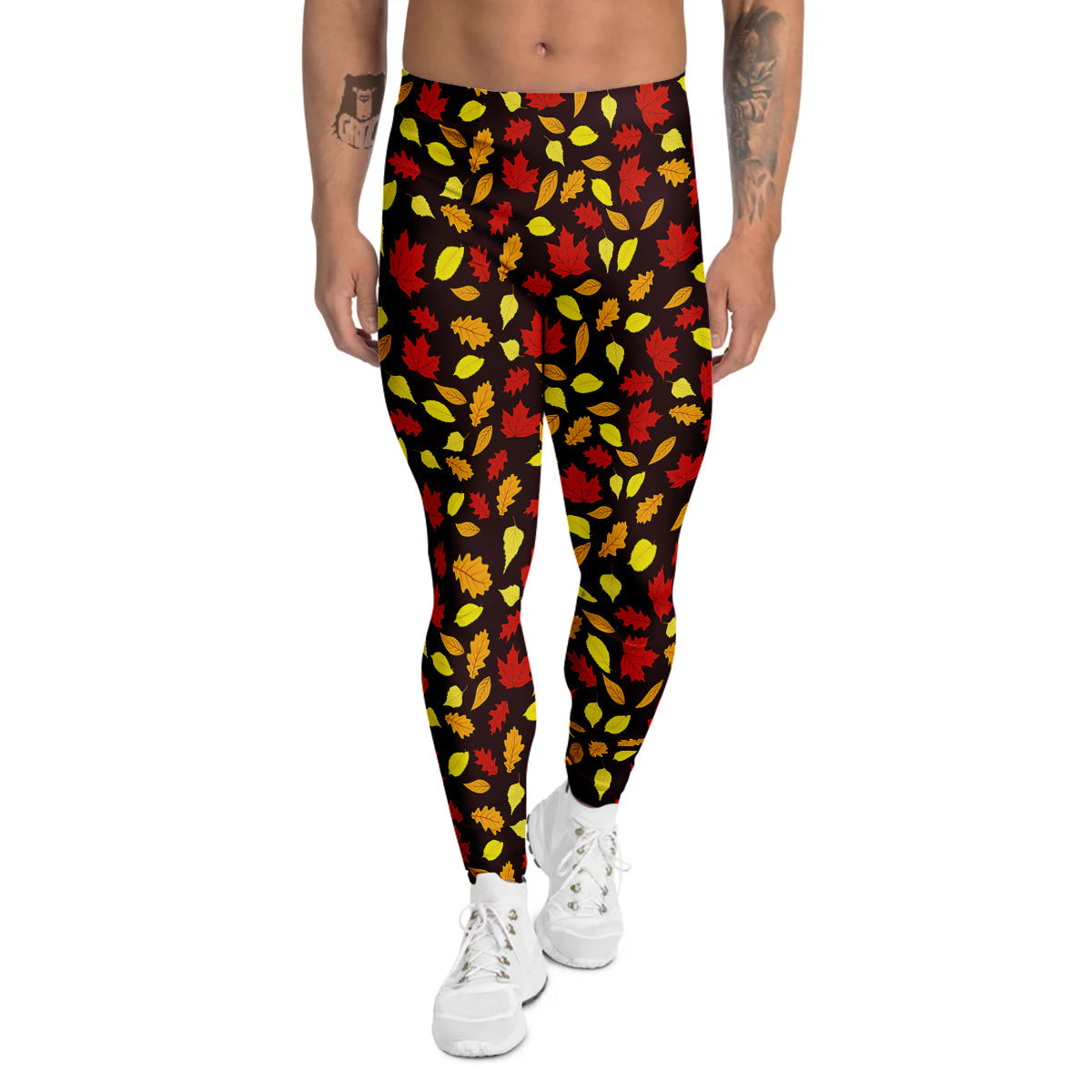 Back And Elm Maple Leave Print Pattern Men's Leggings-grizzshop