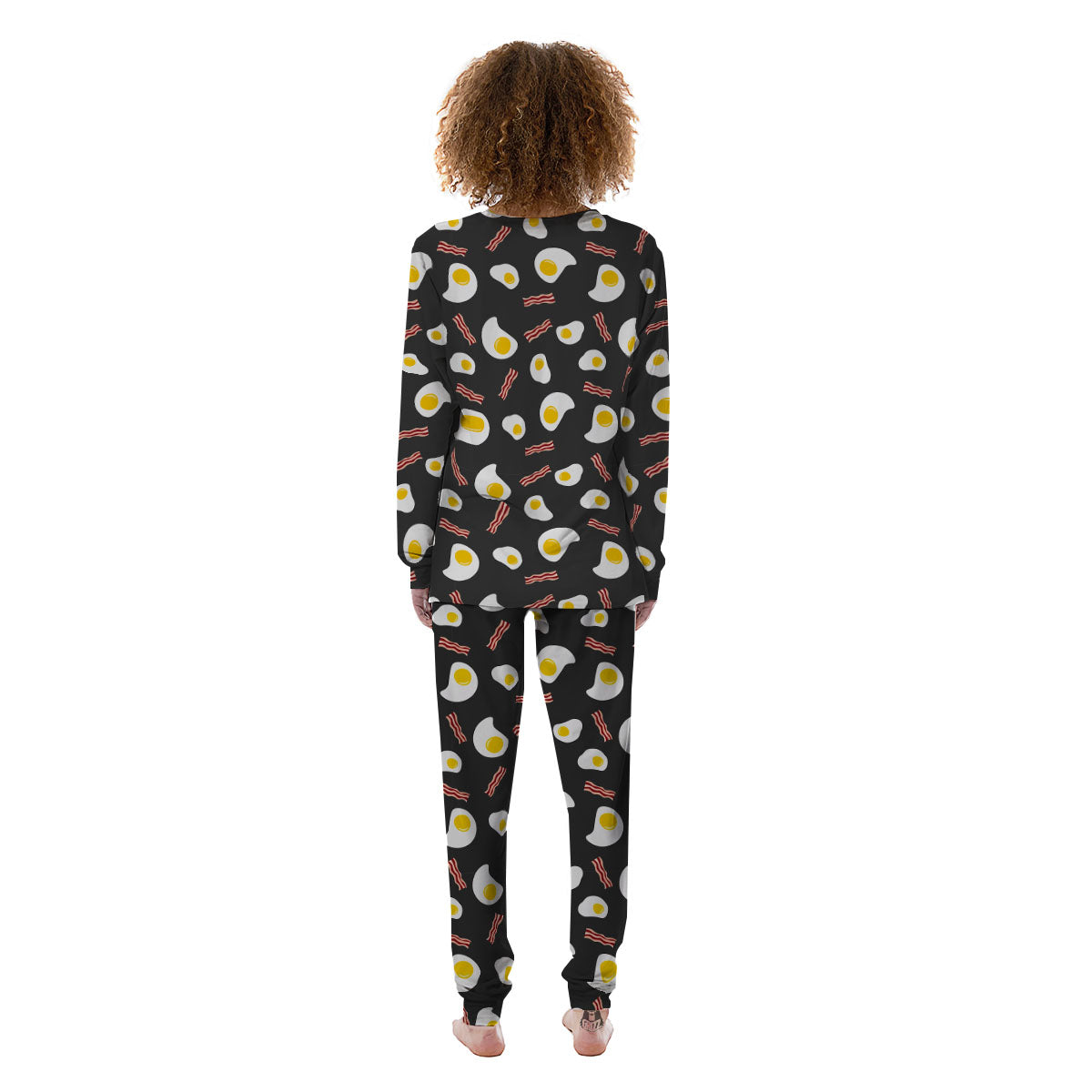 Bacon And Black Fried Egg Print Pattern Women's Pajamas-grizzshop