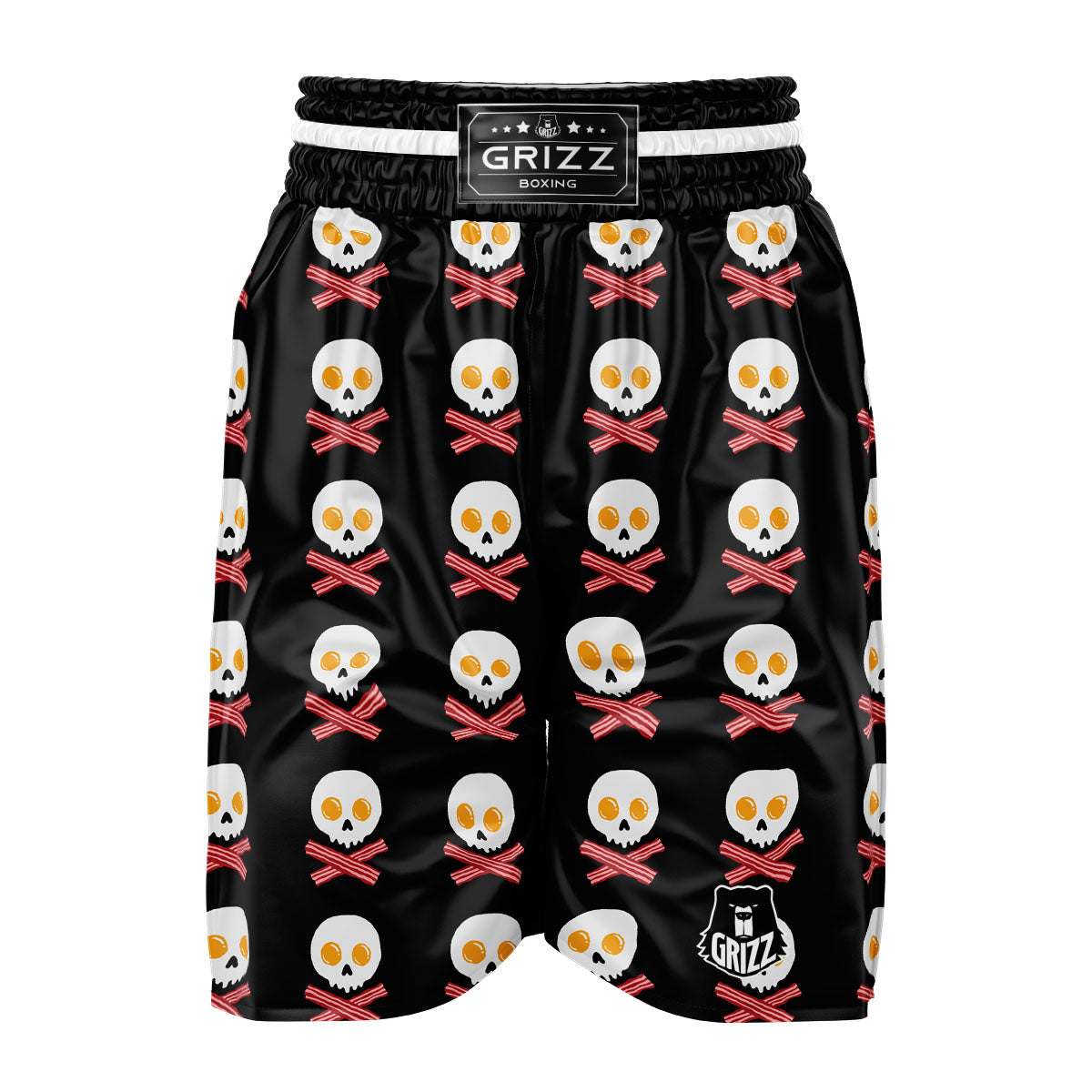 Bacon And Skull Fried Egg Print Pattern Boxing Shorts-grizzshop