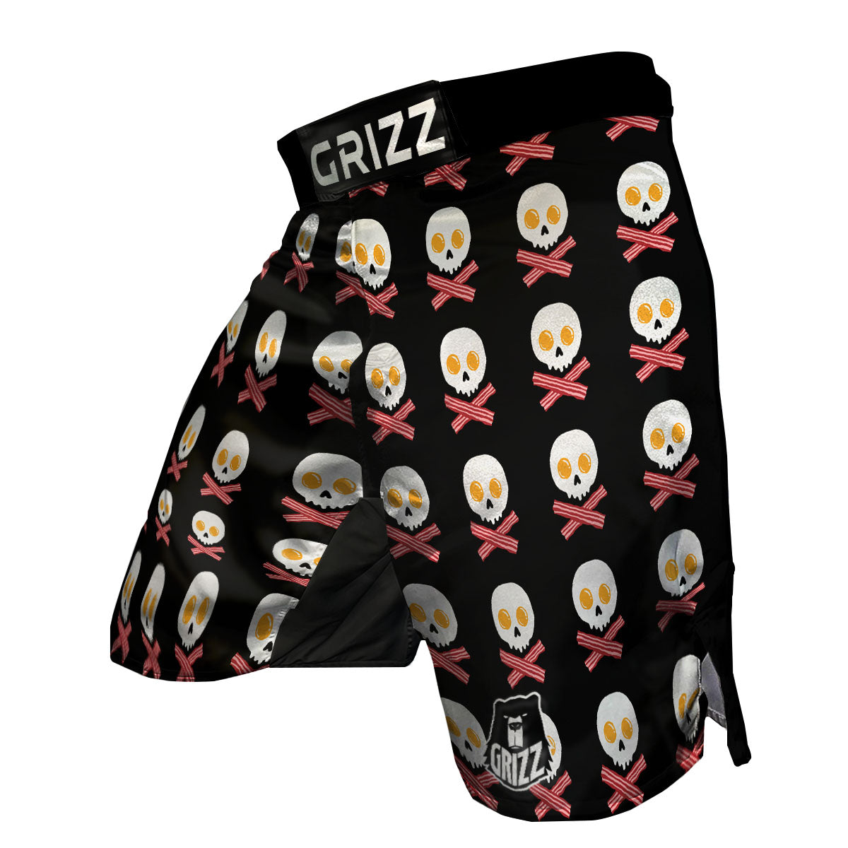 Bacon And Skull Fried Egg Print Pattern MMA Shorts-grizzshop