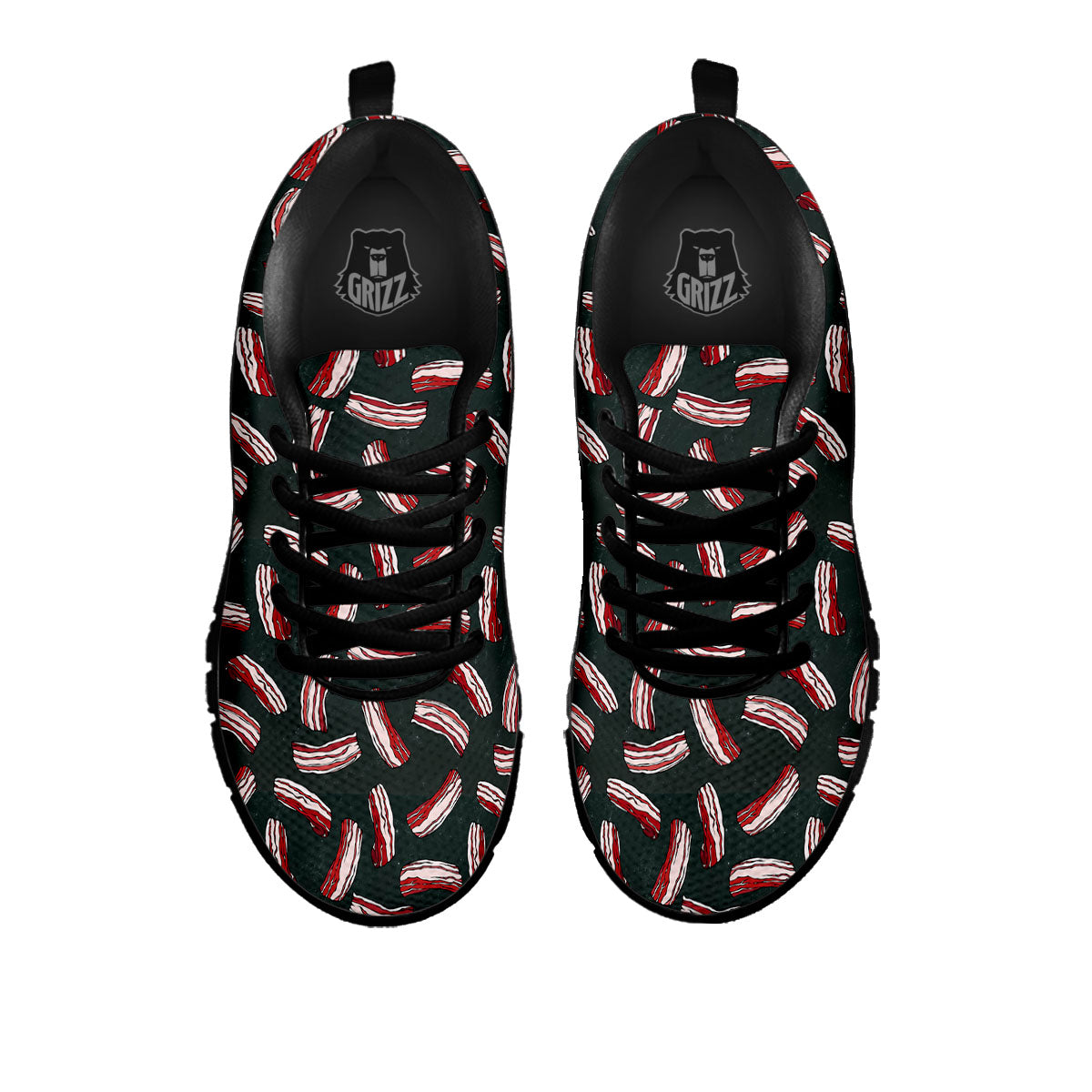 Bacon Black Print Pattern Black Sneaker-grizzshop