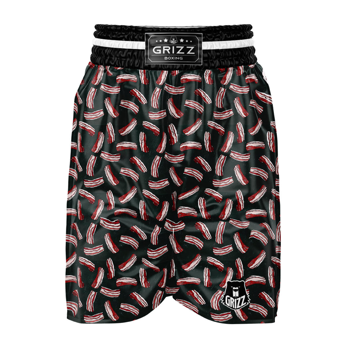 Bacon Black Print Pattern Boxing Shorts-grizzshop