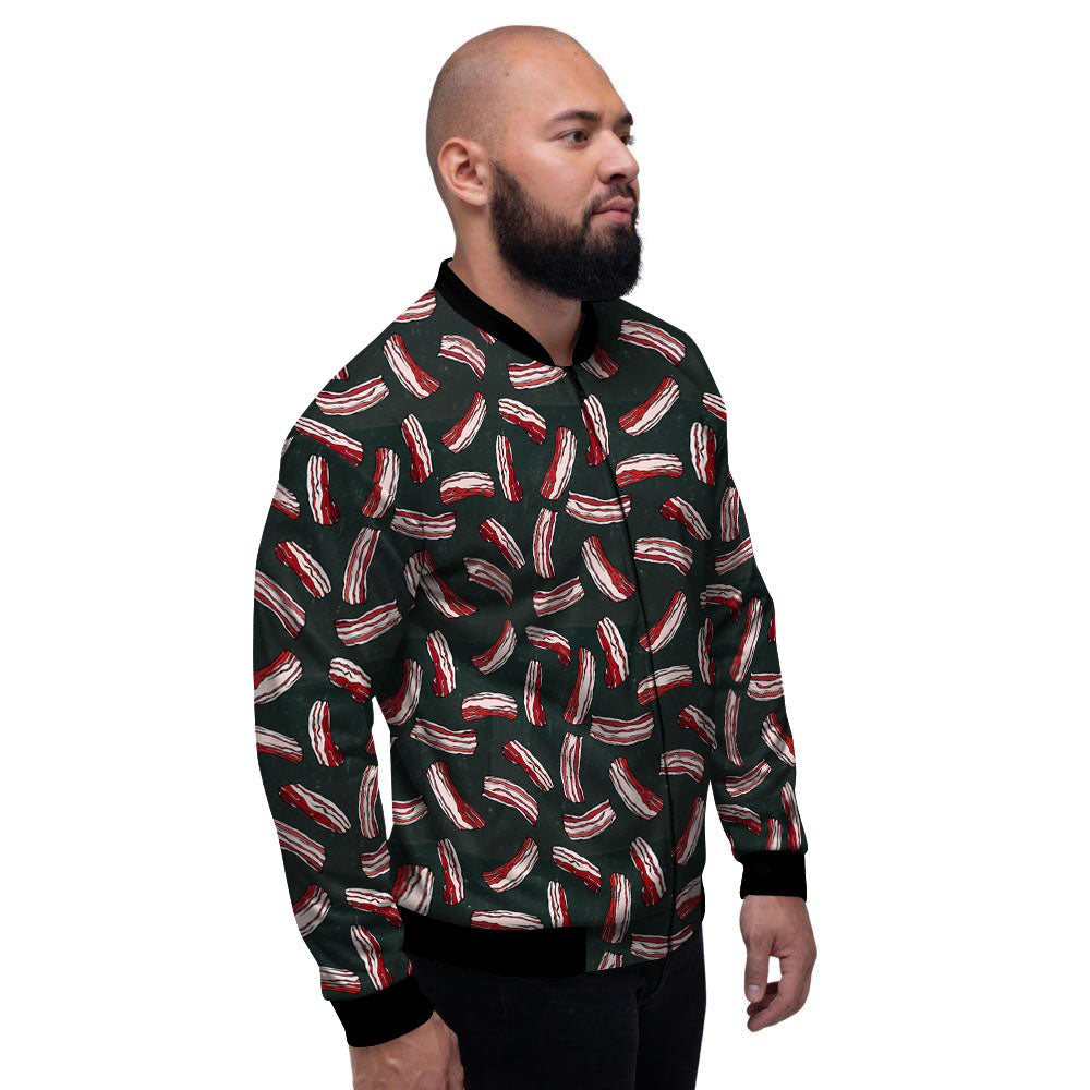 Bacon Black Print Pattern Men's Bomber Jacket-grizzshop